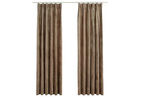vidaXL Gordijnen verduisterend 2 st met haken 140x225 cm fluweel beige