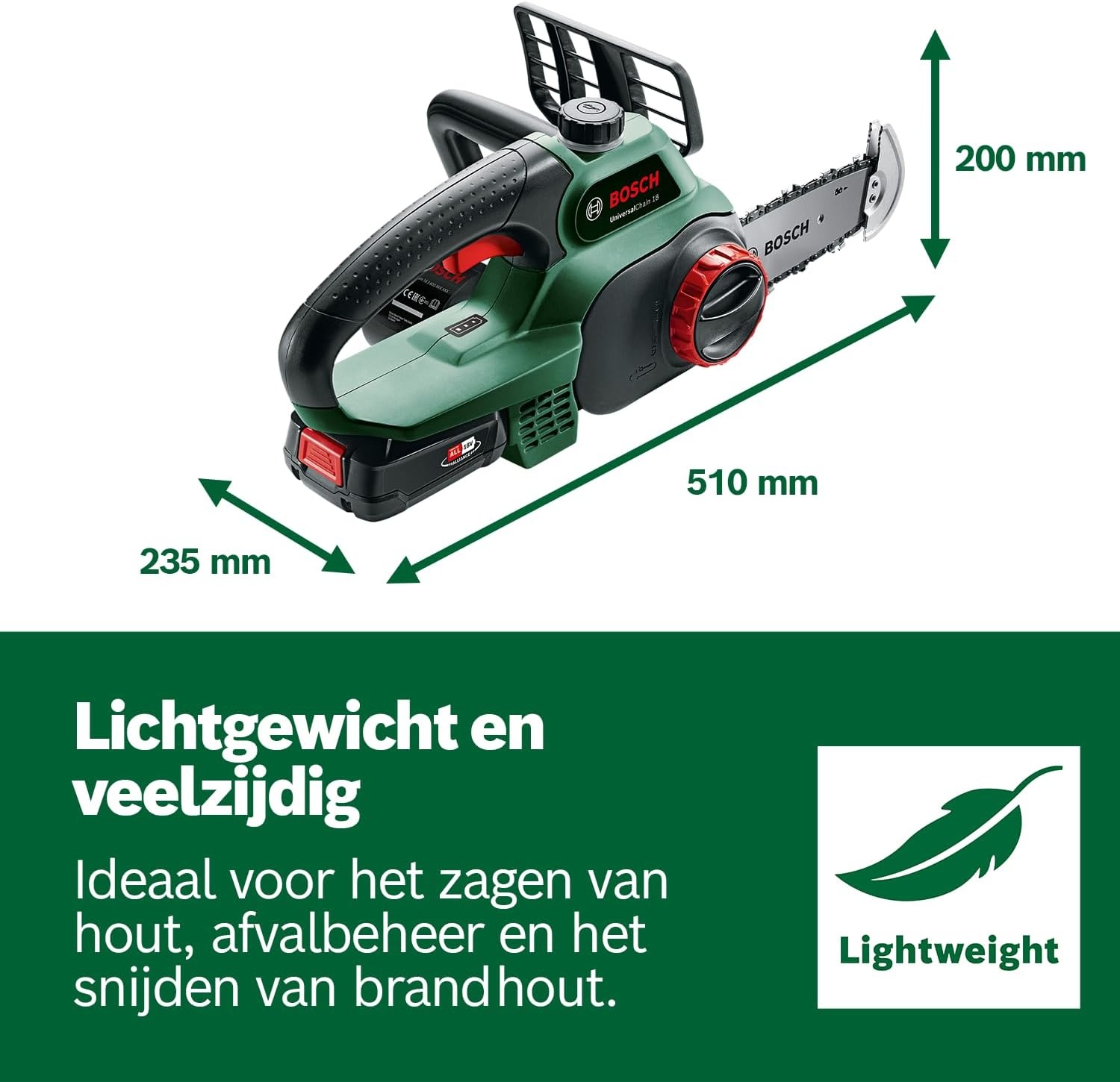 Bosch accukettingzaag UniversalChain 18 (zonder accu, 18 V systeem, in kartonnen doos)