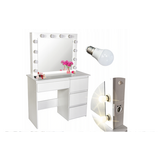 Houten kaptafel - met lades - spiegel - led - usb - stopcontact - 140x94x43cm