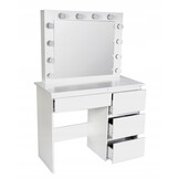 Houten kaptafel - met lades - spiegel - led - usb - stopcontact - 140x94x43cm