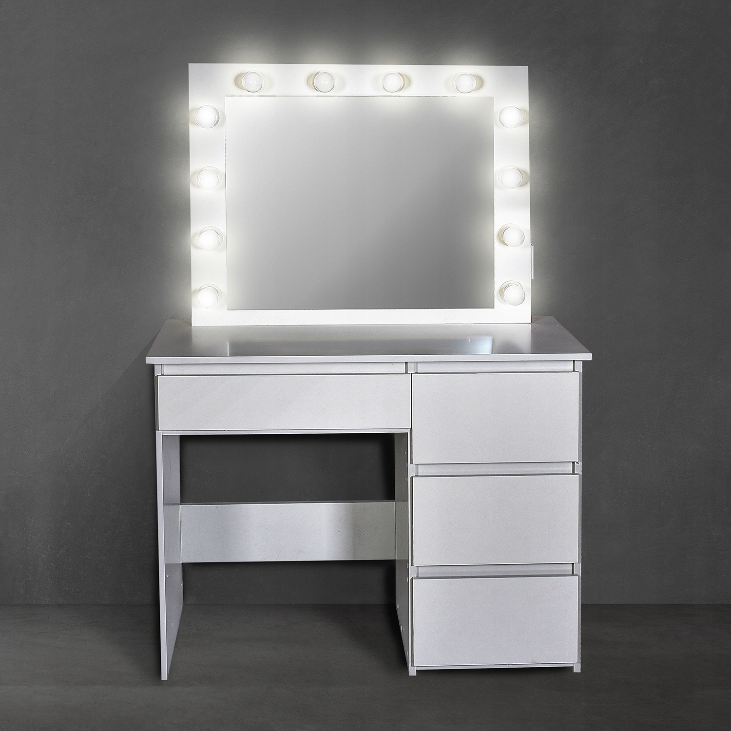 Houten kaptafel - met lades - spiegel - led - usb - stopcontact - 140x94x43cm