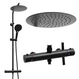 Zwarte doucheset - ø 25 cm - thermostaatkraan & handdouche