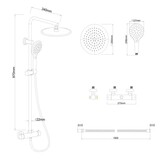 Zwarte doucheset - ø 25 cm - thermostaatkraan & handdouche