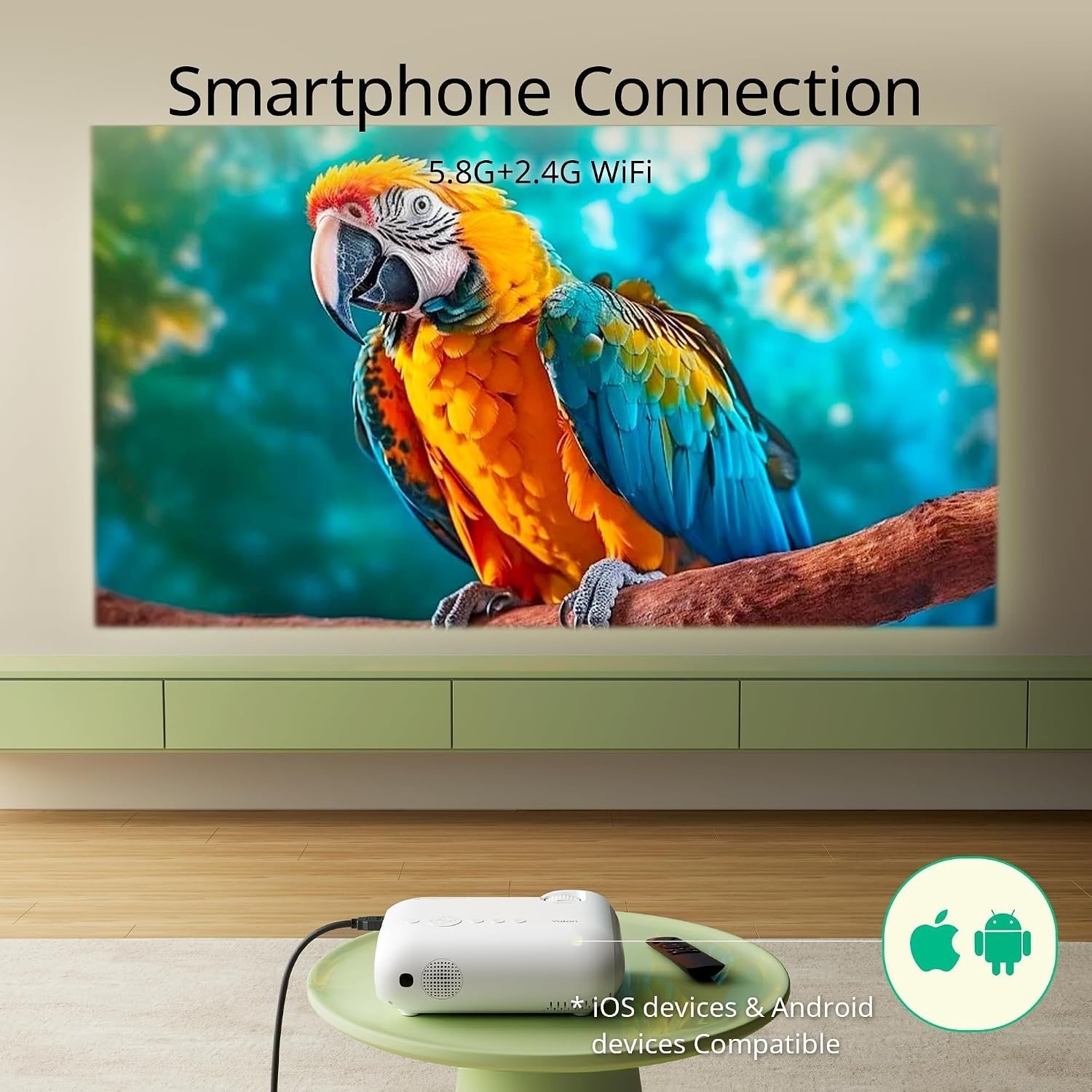 YOTON Beamer 4K WiFi Bluetooth - ingebouwde 1080P Full HD-compatibele 4K-projector, 450 ANSI-lumen, geïntegreerd met Netflix/Prime Video/YouTube, Y9-thuisbioscoopprojector compatibel met Fire Stick, smartphone, PS5