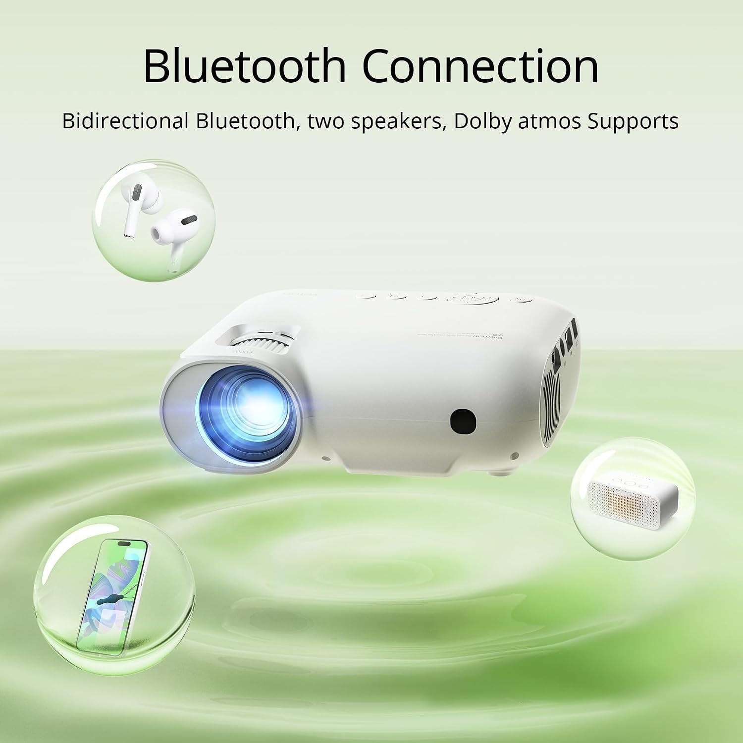 YOTON Beamer 4K WiFi Bluetooth - ingebouwde 1080P Full HD-compatibele 4K-projector, 450 ANSI-lumen, geïntegreerd met Netflix/Prime Video/YouTube, Y9-thuisbioscoopprojector compatibel met Fire Stick, smartphone, PS5