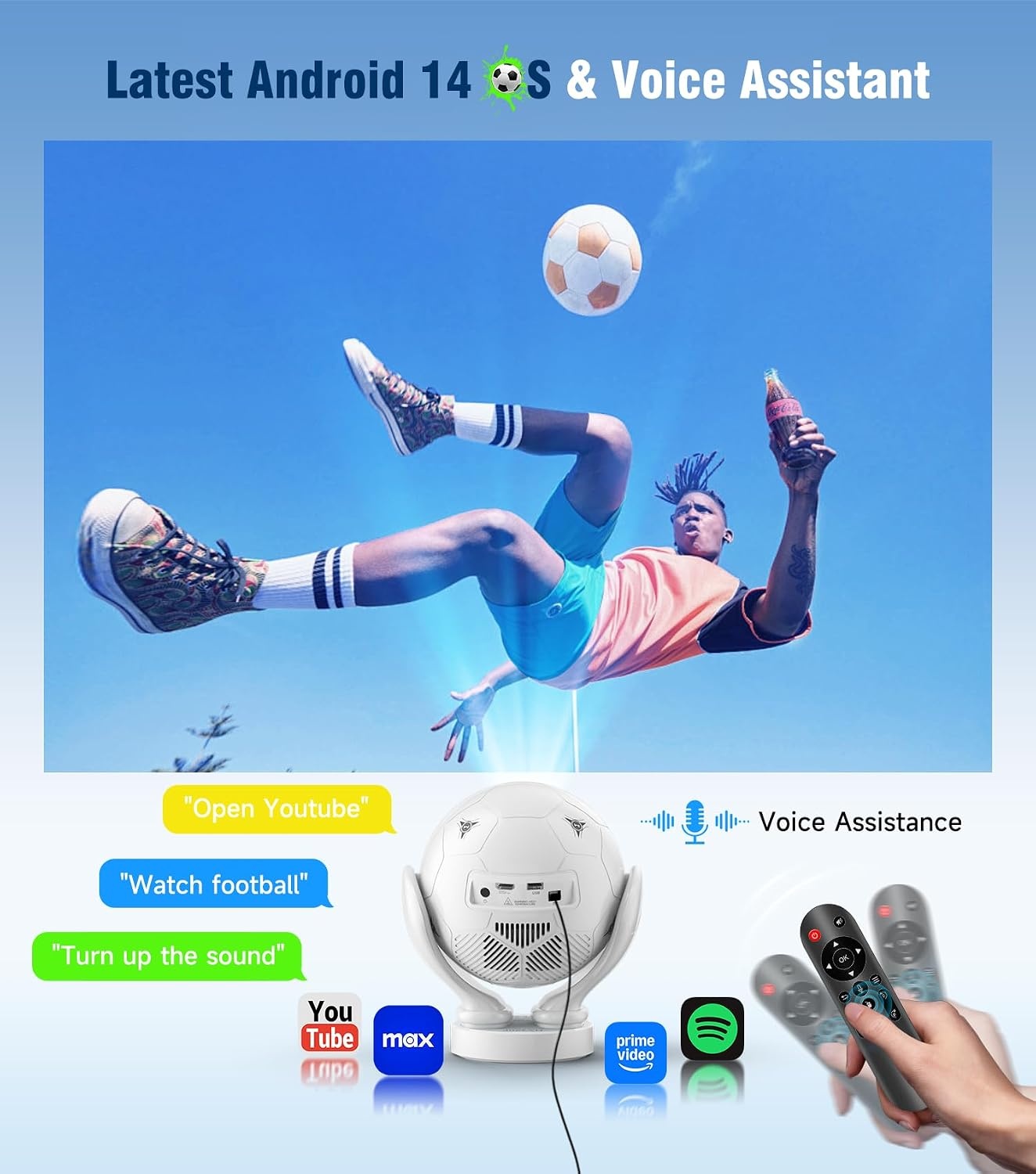 Draagbare Mini-beamer 1080P 4K Android 14 WiFi 6 - 34% Korting