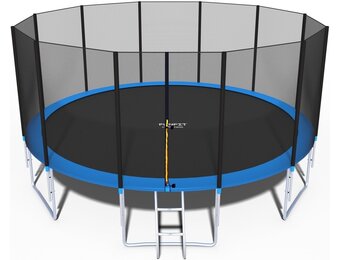 Trampoline 490cm Veiligheidsnet Ladder Blauw/Zwart 35% Korting