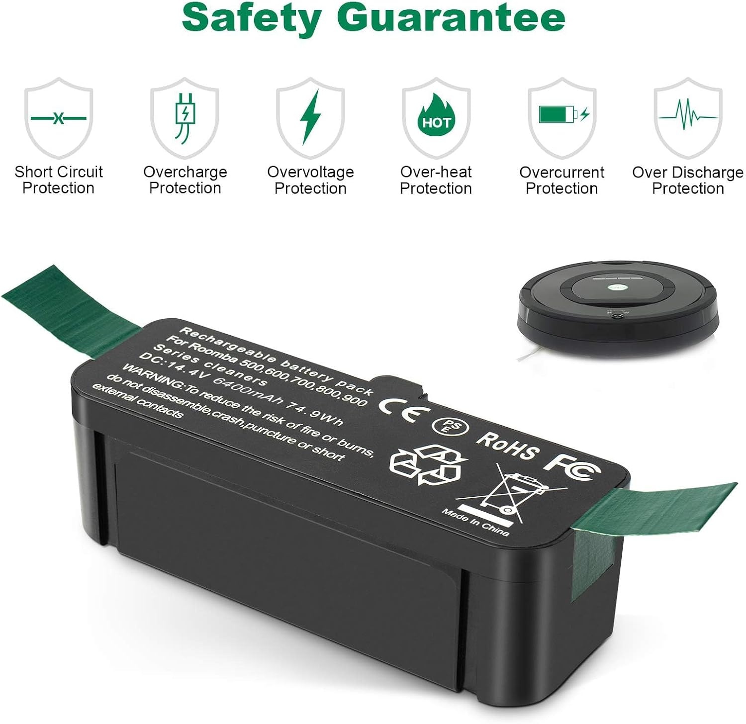 Vervangende Accu Robotstofzuiger iRobot Roomba 500-900 Serie 14,4V 6400mAh - 33% Korting