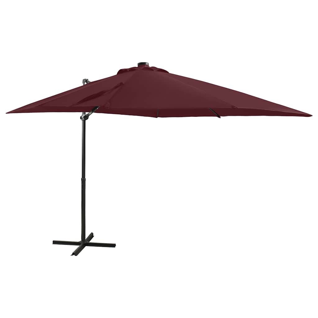 Zweefparasol Bordeauxrood met LED-verlichting 250 cm - 34% Korting