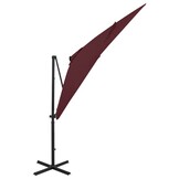 Zweefparasol Bordeauxrood met LED-verlichting 250 cm - 34% Korting