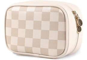 Roze Reis Make-up Tas - Waterdicht Vegan Leer, Meerdere Vakken, 28% Korting