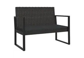 vidaXL Tuinbank met Kussens 106 cm Poly Rattan Zwart - 34% Korting!