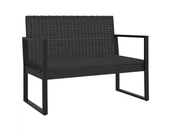 vidaXL Tuinbank met Kussens 106 cm Poly Rattan Zwart - 34% Korting!
