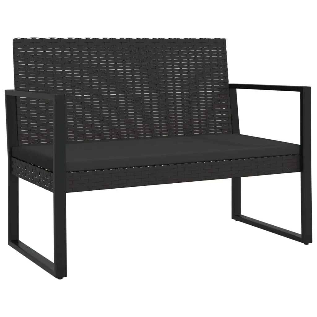 vidaXL Tuinbank met Kussens 106 cm Poly Rattan Zwart - 34% Korting!