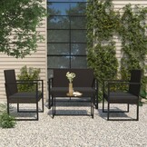 vidaXL Tuinbank met Kussens 106 cm Poly Rattan Zwart - 34% Korting!
