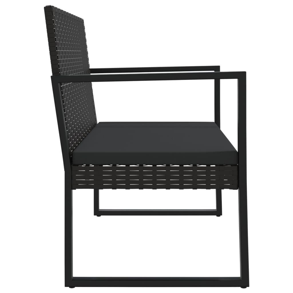 vidaXL Tuinbank met Kussens 106 cm Poly Rattan Zwart - 34% Korting!