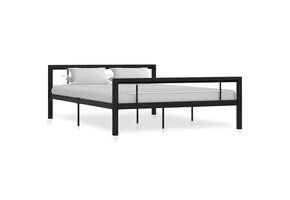 VidaXL Bedframe Metaal Zwart/Wit 160x200 cm - 35% Korting