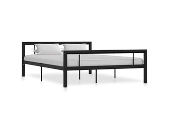 VidaXL Bedframe Metaal Zwart/Wit 160x200 cm - 35% Korting