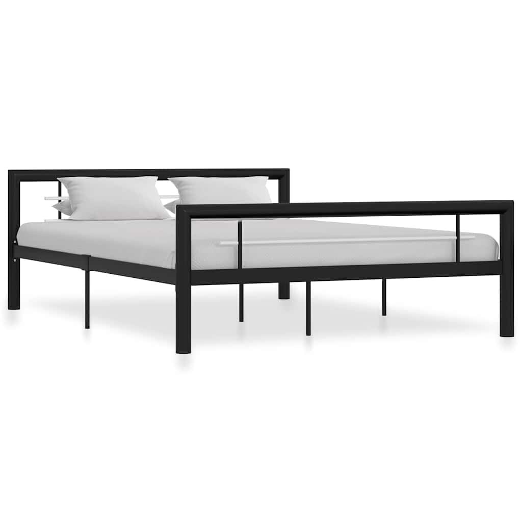 VidaXL Bedframe Metaal Zwart/Wit 160x200 cm - 35% Korting