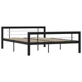 VidaXL Bedframe Metaal Zwart/Wit 160x200 cm - 35% Korting