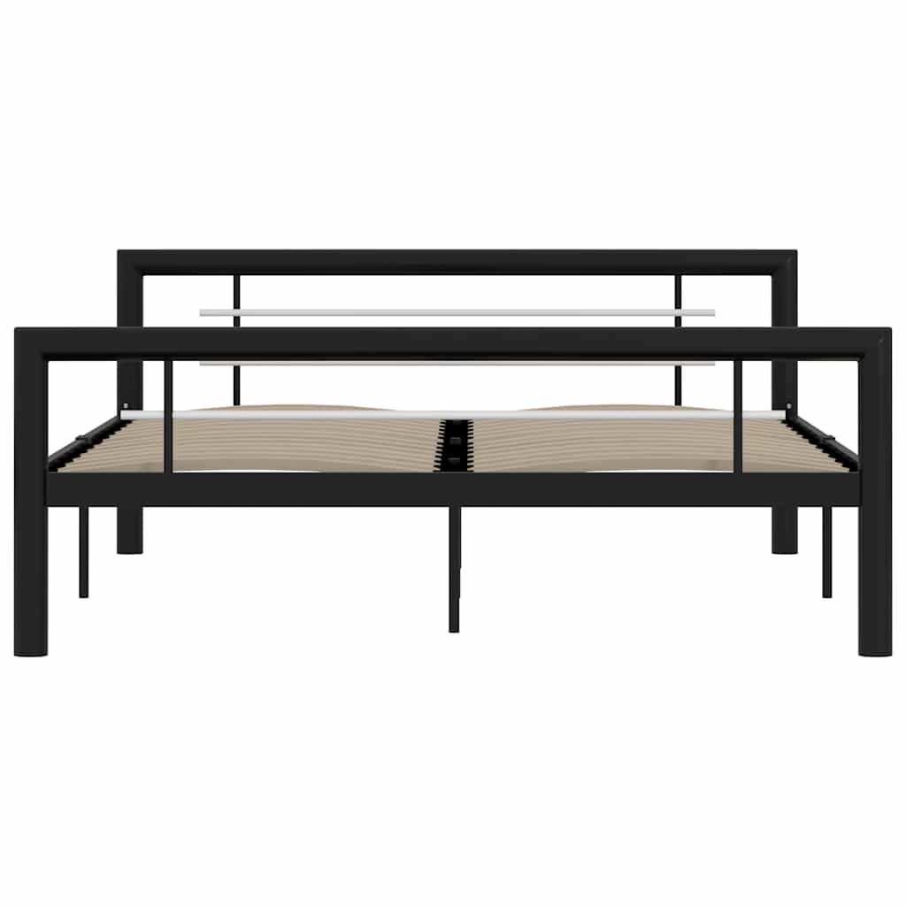 VidaXL Bedframe Metaal Zwart/Wit 160x200 cm - 35% Korting