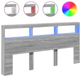 Hoofdbordkast met LED-verlichting 200x17x102 cm Grijs Sonoma | -35%
