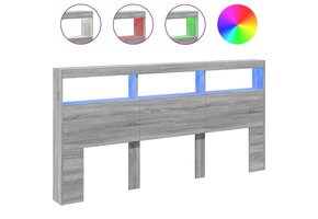 Hoofdbordkast met LED-verlichting 200x17x102 cm Grijs Sonoma | -35%