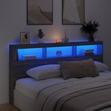 Hoofdbordkast met LED-verlichting 200x17x102 cm Grijs Sonoma | -35%