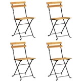 vidaXL Bistrostoelen Set van 4 - Inklapbaar Massief Acaciahout & Staal 54% Korting