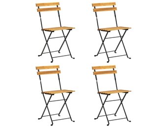 vidaXL Bistrostoelen Set van 4 - Inklapbaar Massief Acaciahout & Staal 54% Korting