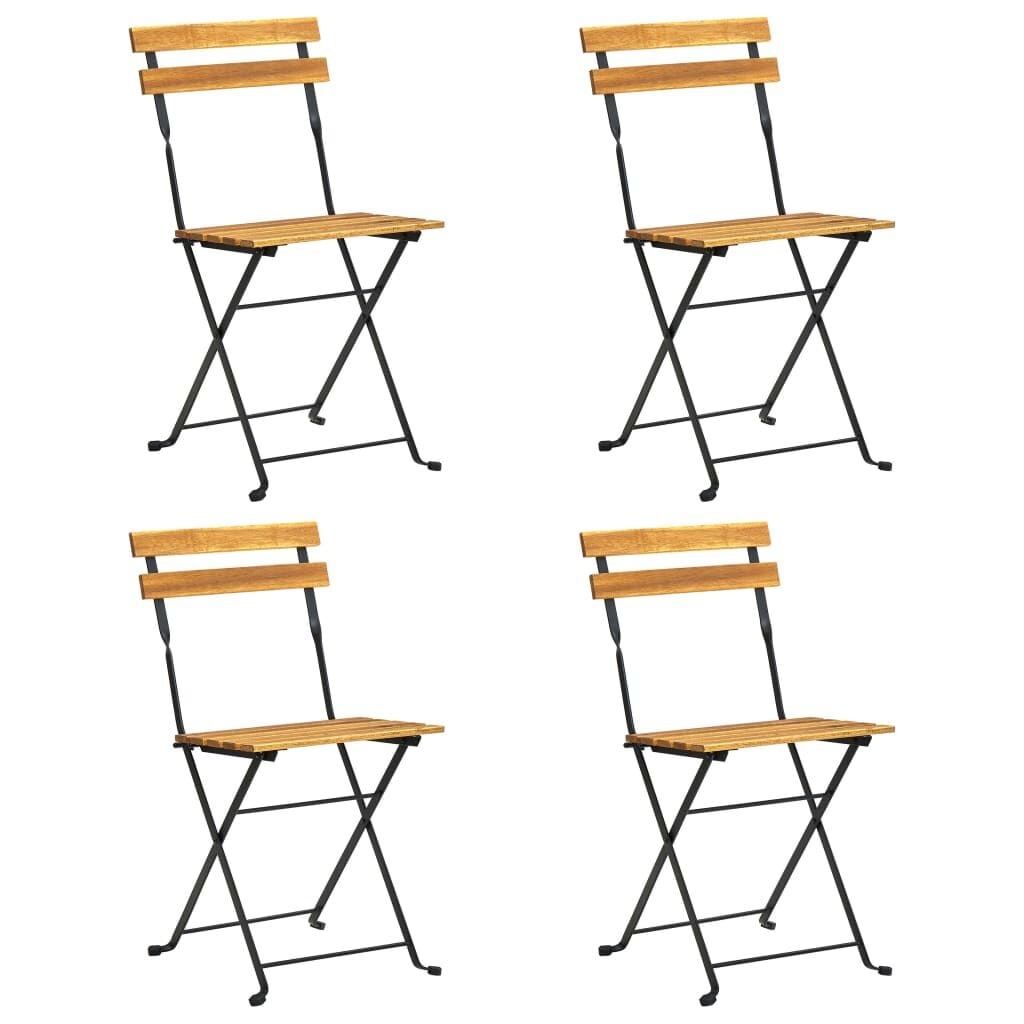 vidaXL Bistrostoelen Set van 4 - Inklapbaar Massief Acaciahout & Staal 54% Korting