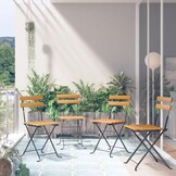 vidaXL Bistrostoelen Set van 4 - Inklapbaar Massief Acaciahout & Staal 54% Korting