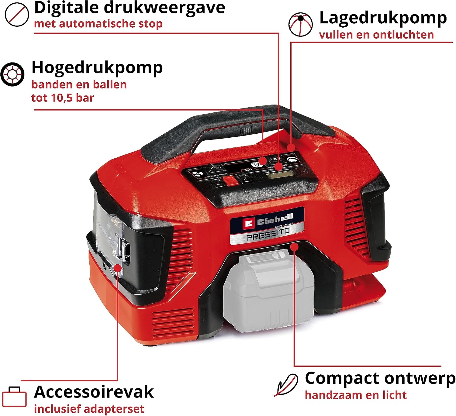 Accucompressor PRESSITO 18/21: Banden & Luchtbedden Pompen - 34% Korting