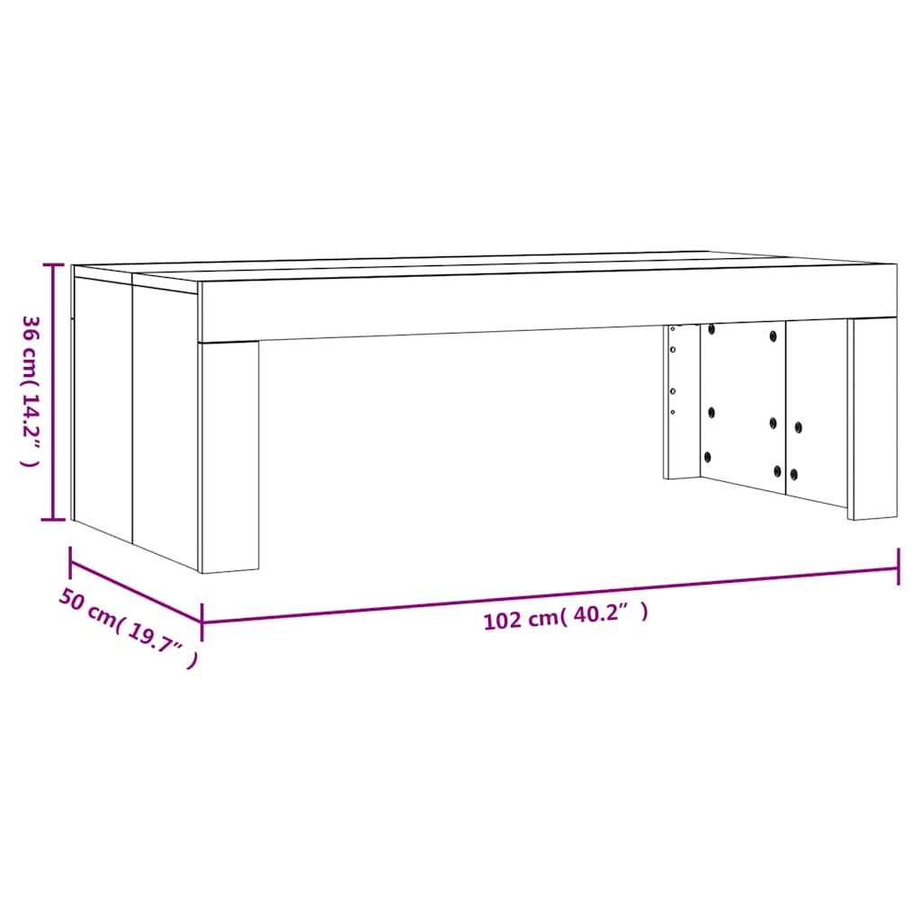 vidaXL Salontafel Zwart 102x50x36 cm Bewerkt Hout - 34% Korting