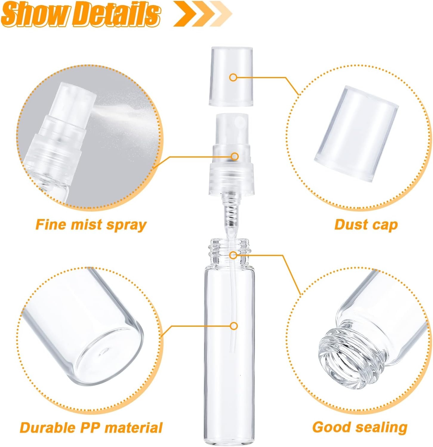 15x Glazen Sprayflesjes Set 3/5/10ml - Navulbaar, Transparant, Ideaal voor Reizen