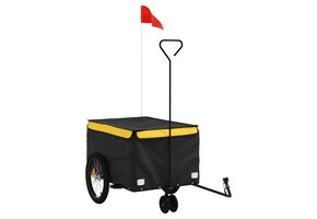 VidaXL Fietstrailer 30 kg IJzer Zwart/Geel - 54% Korting!