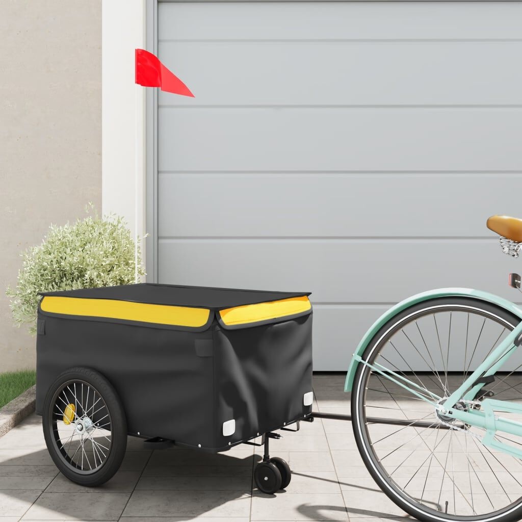 VidaXL Fietstrailer 30 kg IJzer Zwart/Geel - 54% Korting!