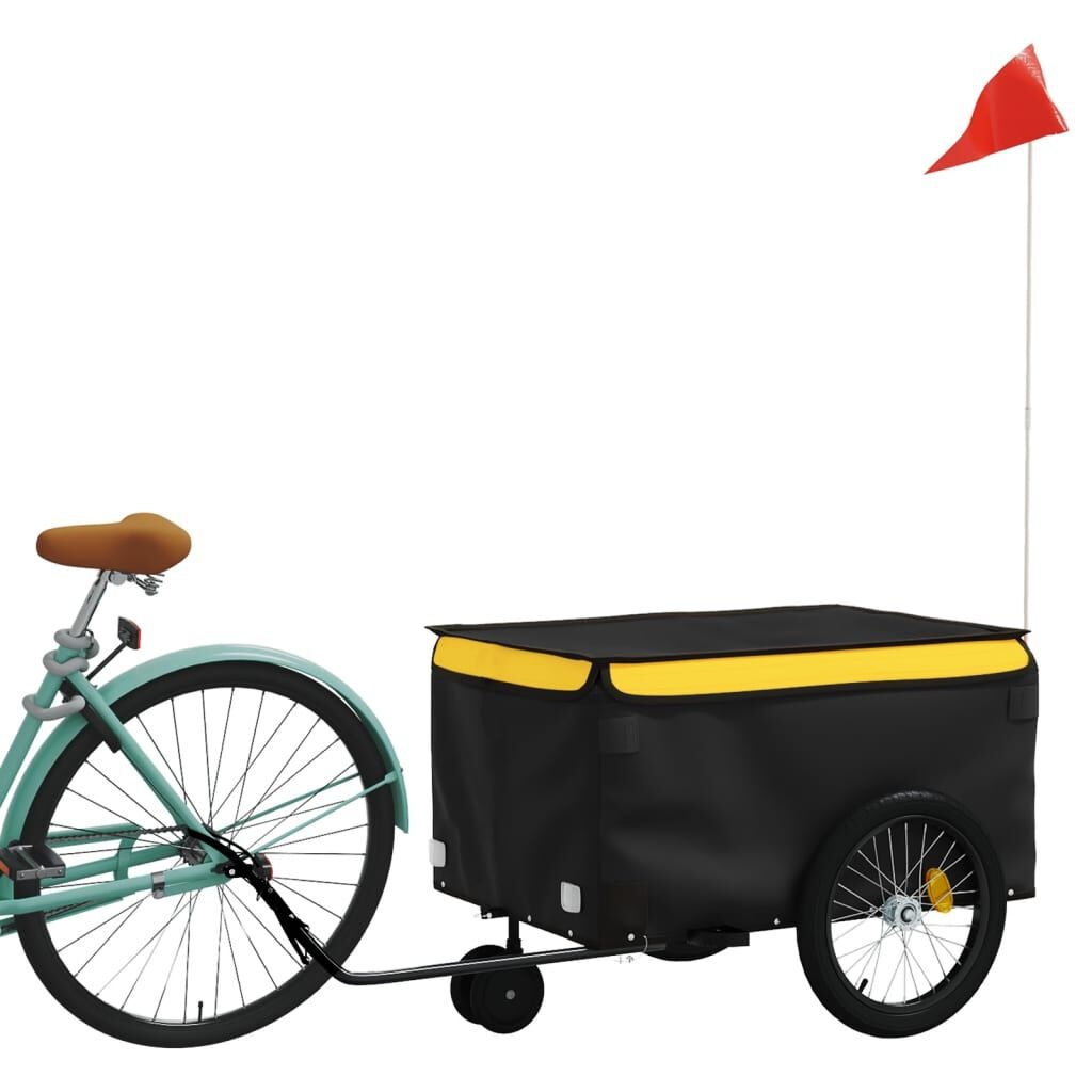 VidaXL Fietstrailer 30 kg IJzer Zwart/Geel - 54% Korting!