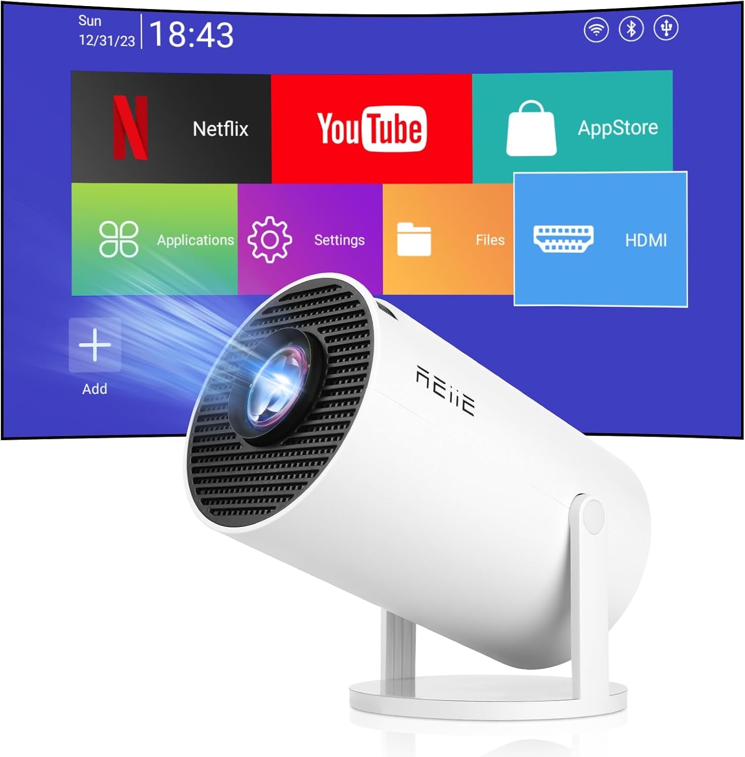Mini Projector 1080P Full HD - 260 ANSI Lumen, WiFi 6, Android 11 - 34% Korting