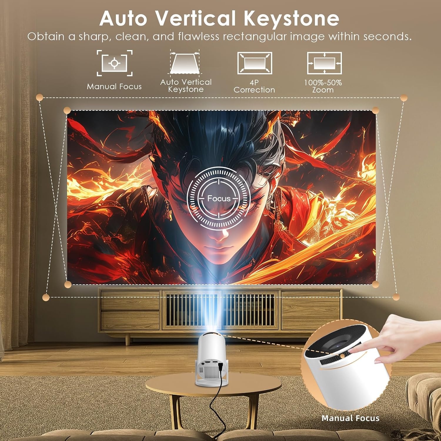 Salange Mini Projector 4K met Android 14, Wifi 6, Bluetooth 5.4 - 34% Korting