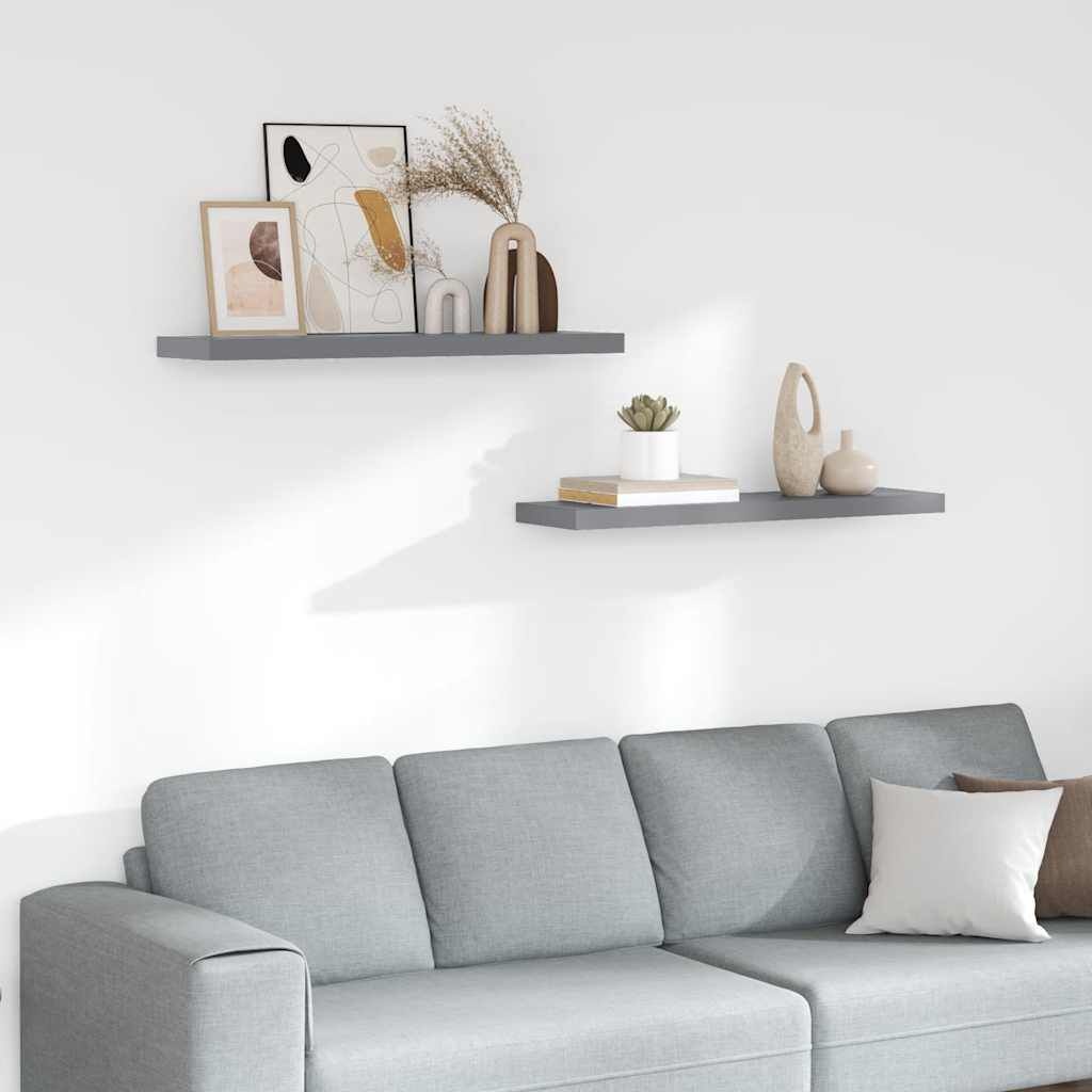 Zwevende Wandschappen MDF Grijs 2 stuks (90 cm) met 53% korting