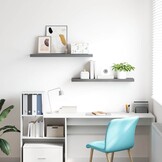 Zwevende Wandschappen MDF Grijs 2 stuks (90 cm) met 53% korting