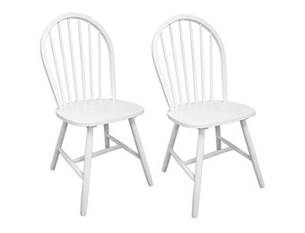 vidaXL Eetkamerstoelen Massief Rubberwood Wit (2 stuks) - 35% Korting
