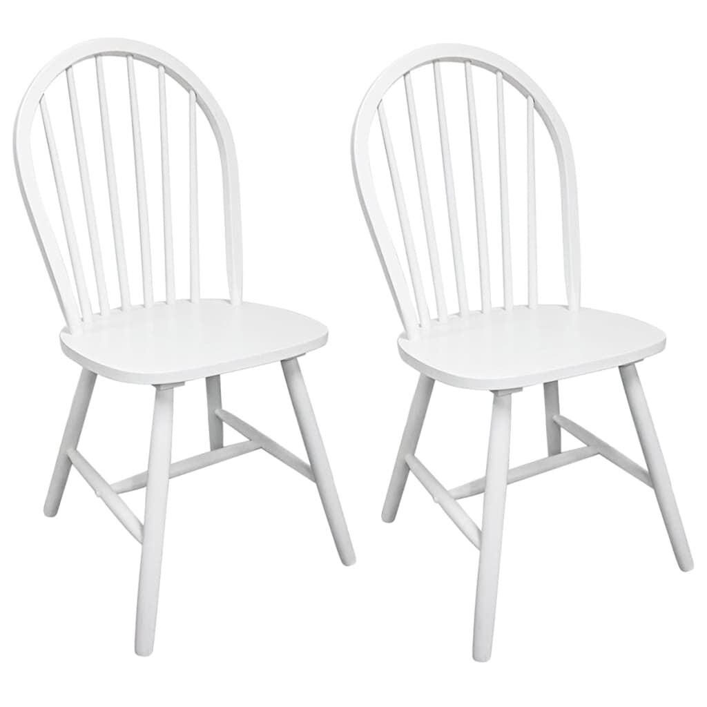 vidaXL Eetkamerstoelen Massief Rubberwood Wit (2 stuks) - 35% Korting