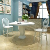 vidaXL Eetkamerstoelen Massief Rubberwood Wit (2 stuks) - 35% Korting
