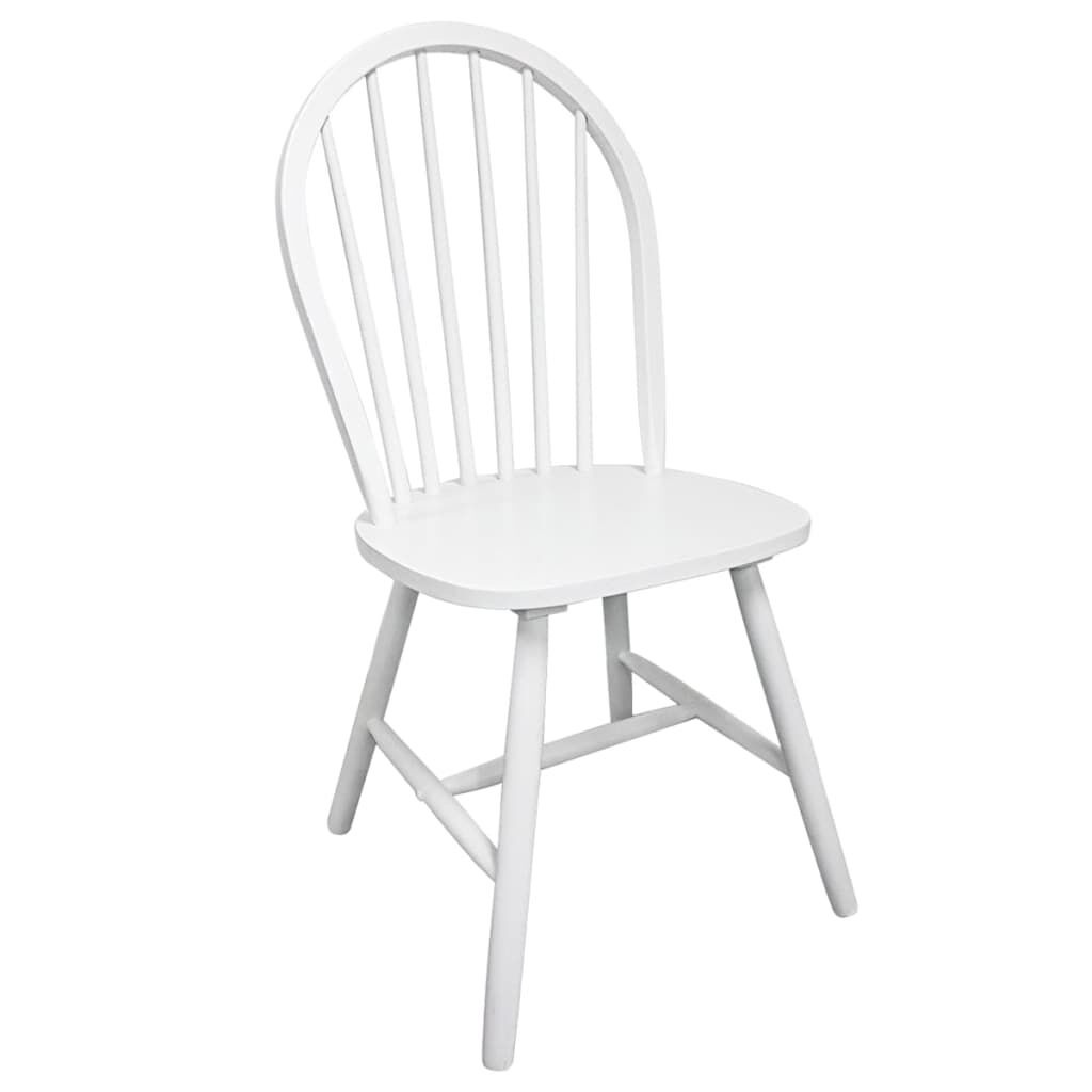 vidaXL Eetkamerstoelen Massief Rubberwood Wit (2 stuks) - 35% Korting