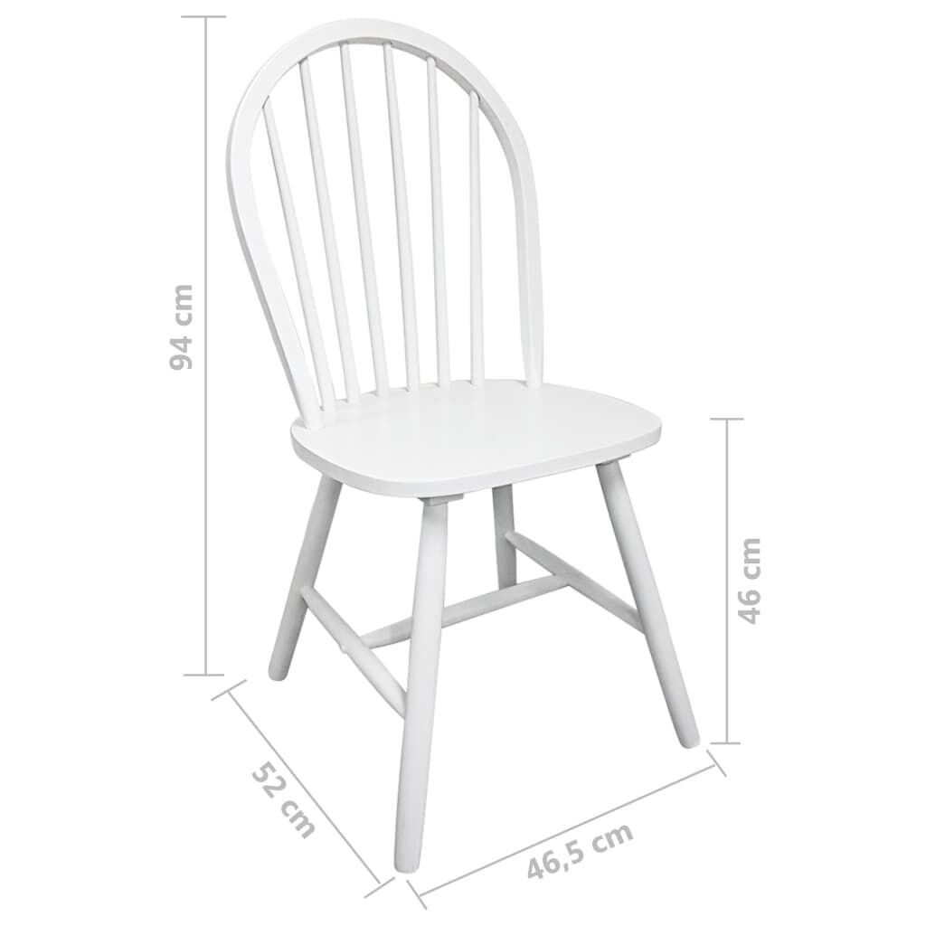 vidaXL Eetkamerstoelen Massief Rubberwood Wit (2 stuks) - 35% Korting