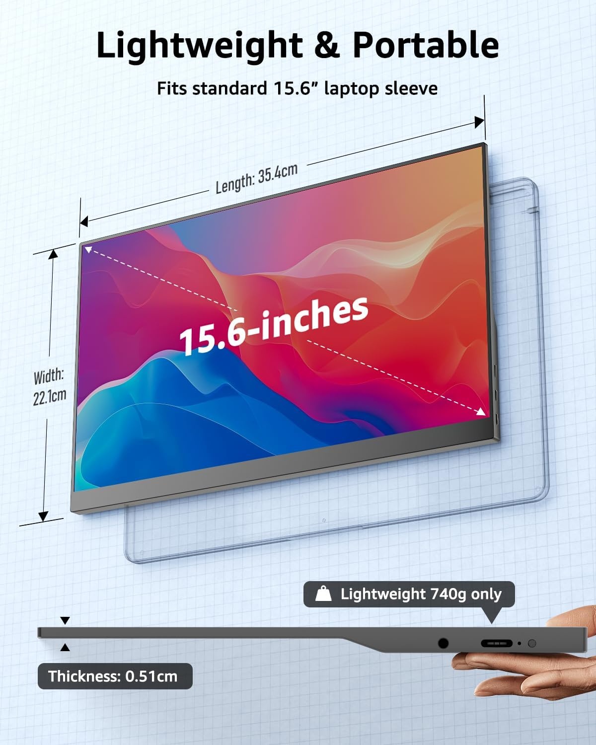Draagbare Monitor 15.6" FHD 1080p IPS Zwart - 34% Korting