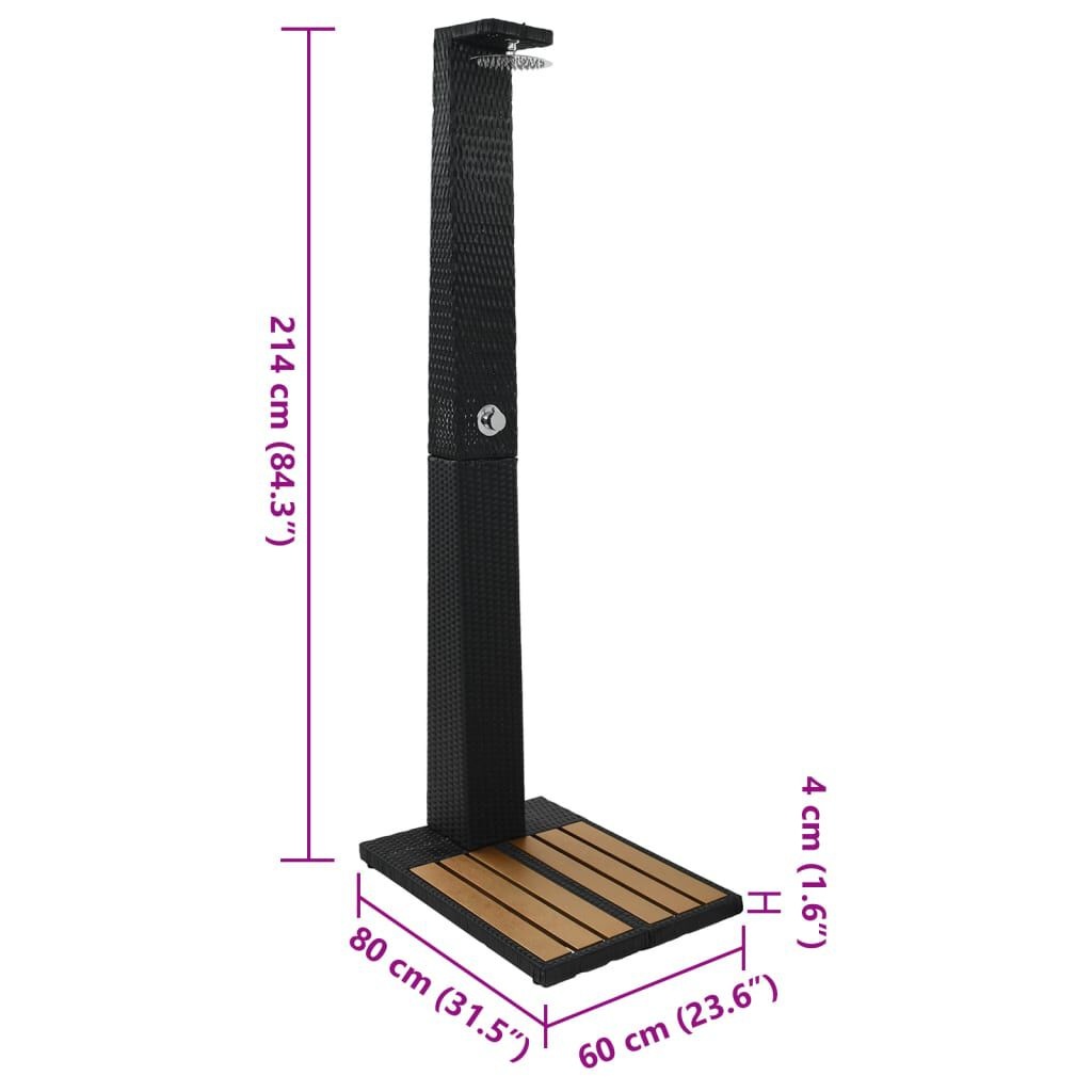 VidaXL Buitendouche Poly Rattan Zwart/Bruin - 35% Korting