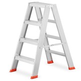 Dubbelzijdige Aluminium Huishoudtrap 2x4 Treden - 81cm Hoog - 34% Korting